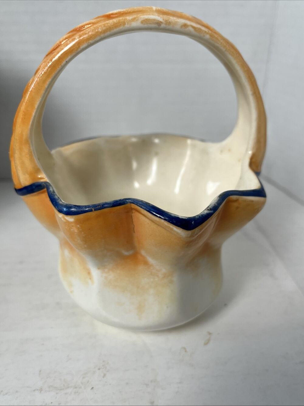 Vintage Vintage Czech Pottery LUSTERWARE BASKET Mid-Century Art Deco 5.5” Slovak